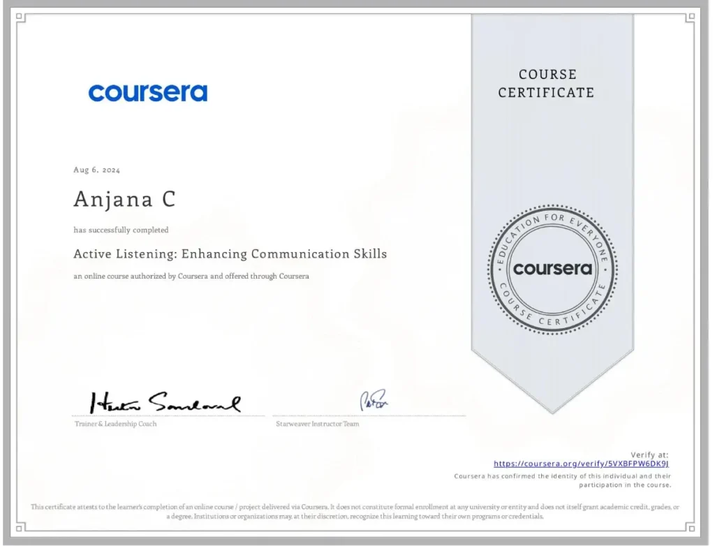 communication skills coursera certificate